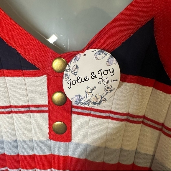 NWT JOLIE & JOE Size 3X White Red Blue Stretchy Stripped Long Sleeveless… - Picture 2 of 6